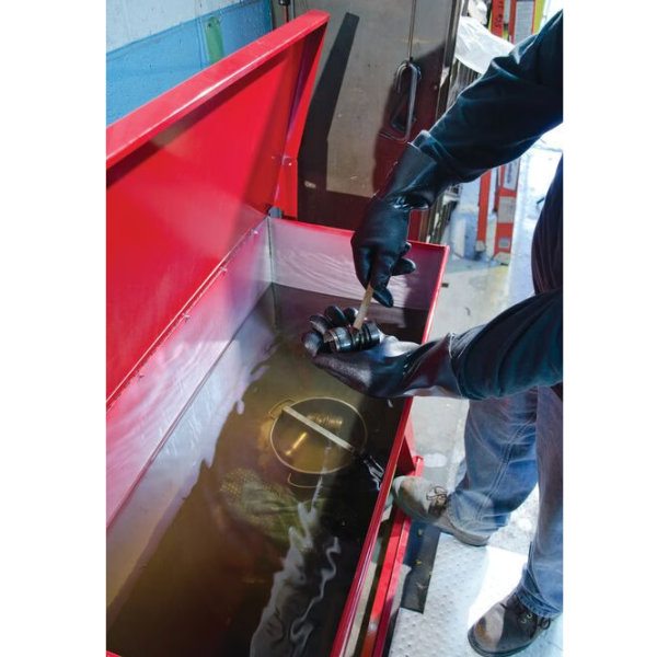 Zbiornik stalowy Justrite, warsztatowy do mycia i czyszczenia, stojący, 83 l, czerwony