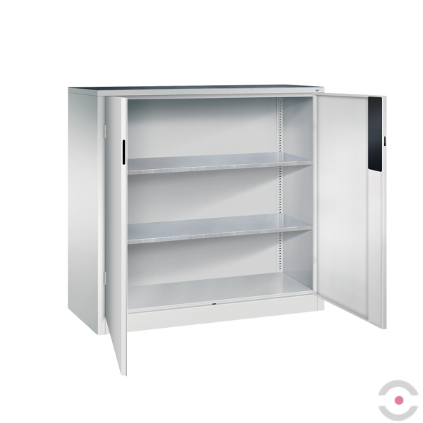 Szafa warsztatowa M, nośność do 700 kg, 2 półki, mata, drzwi dwuskrzydłowe, W*S*G 1200*1200*500 mm, szary