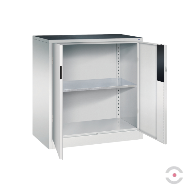 Szafa warsztatowa M, nośność do 700 kg, 1 półka, mata, drzwi dwuskrzydłowe, W*S*G 1000*930*500 mm, szary