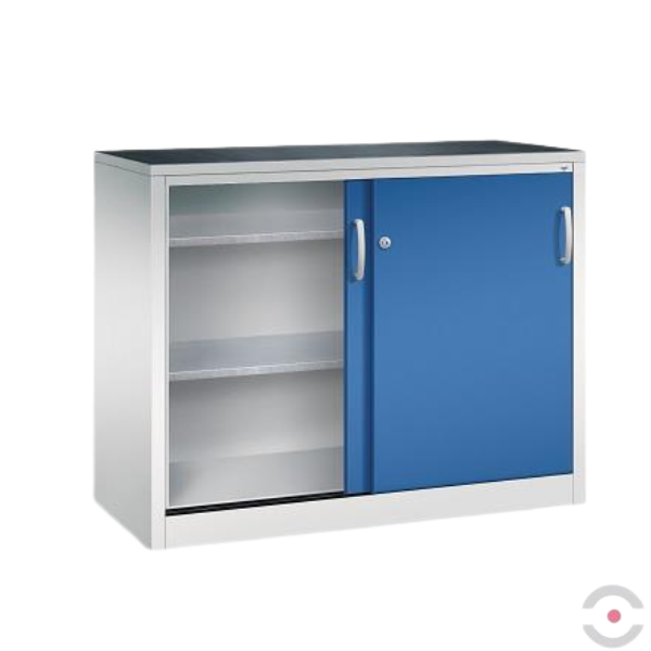 Szafa warsztatowa M, 1 półka, mata, drzwi przesuwne, W*S*G 1000*1200*500 mm, szary/niebieski
