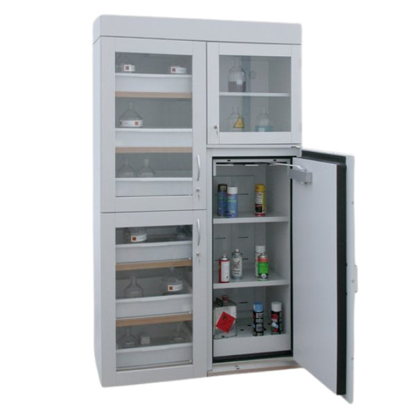 Szafa kombinowana Topserw COMBI-90 XL, 6 wanienek, 3 moduły, drzwi GL szare/żółte, LAB, 90 min