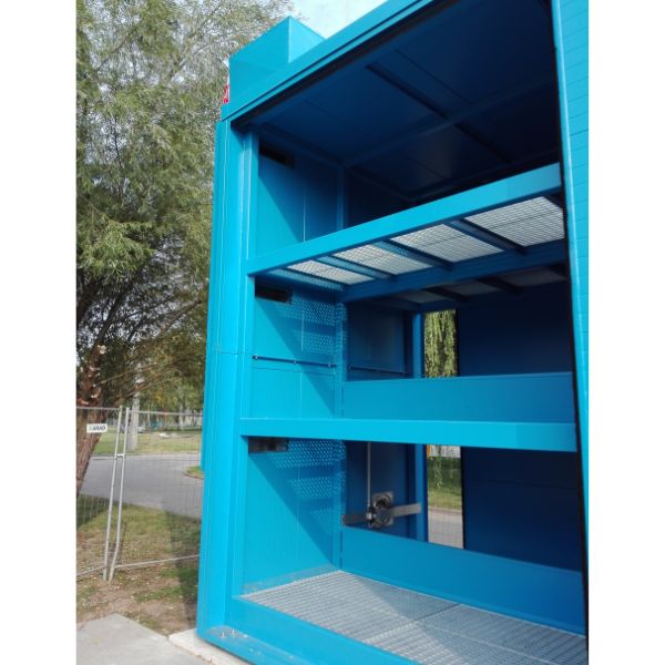 Magazyn substancji niebezpiecznych nieizolowany Topserw, WSC 3 poziomy/2 segmenty, 24*200 l beczka/ekspl, jednostronny, 1*drzwi przesuwne, dwumodułowy