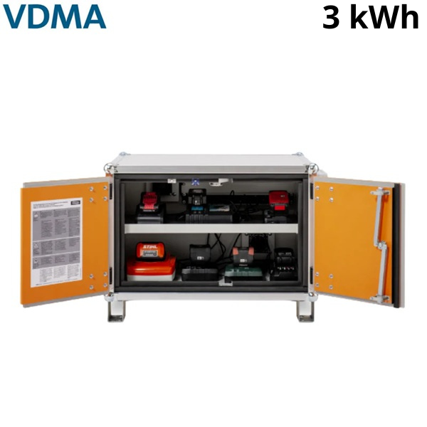 Szafa zabezpieczająca Topserw BATT S, ładowanie akumulatorów, 230V, 1 półka, 9 gniazd, nóżki, Premium 8/5, (VDMA 24994)