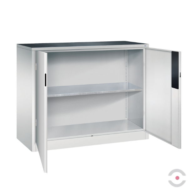 Szafa warsztatowa M, nośność do 700 kg, 1 półka, mata, drzwi dwuskrzydłowe, W*S*G 1000*1200*500 mm, szary