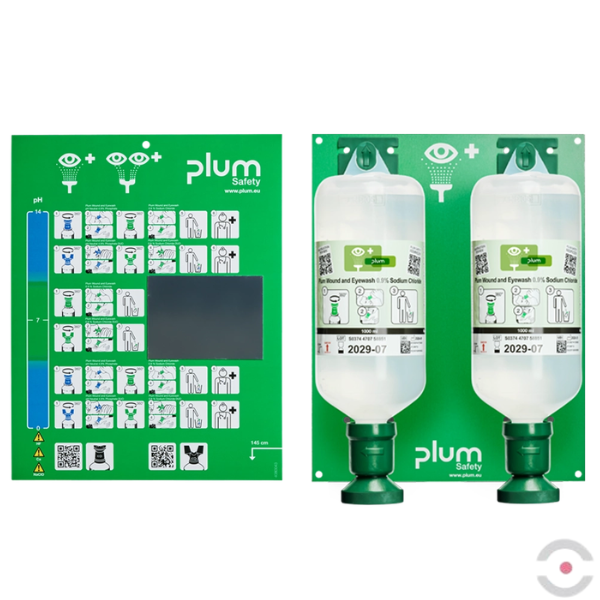 Zestaw naścienny Plum Maxi - roztwór do płukania oka i ran, ciało obce, butelka 2*1000 ml, chlorek sodu 0,9%, piktogram, MDR