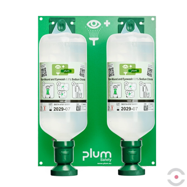 Zestaw naścienny Plum Maxi - roztwór do płukania oka i ran, ciało obce, butelka 2*1000 ml, chlorek sodu 0,9%, piktogram, MDR