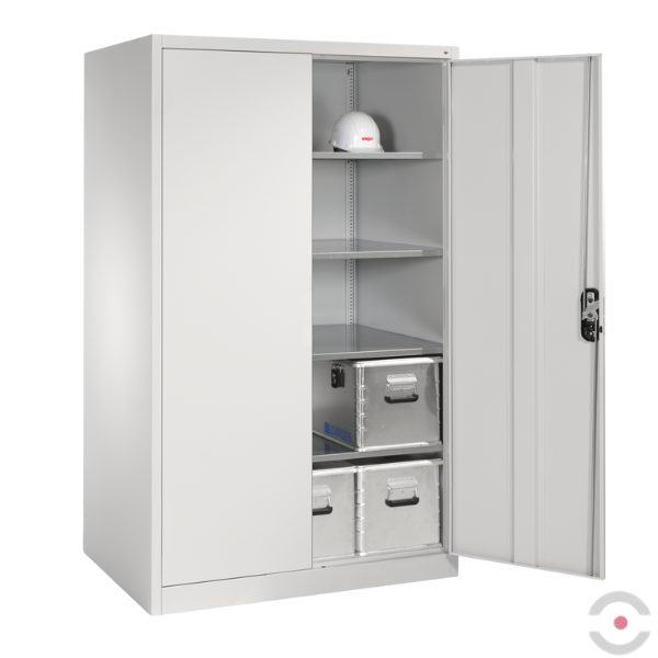 Szafa warsztatowa XXL, zwiększona głębokość, 4 półki, drzwi dwuskrzydłowe, W*S*G 1950*1200*800 mm, szary