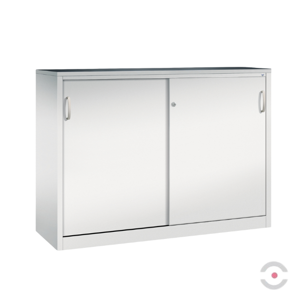 Szafa warsztatowa M, 4 półki, mata, drzwi przesuwne, ścianka działowa, W*S*G 1200*1600*500 mm, szary