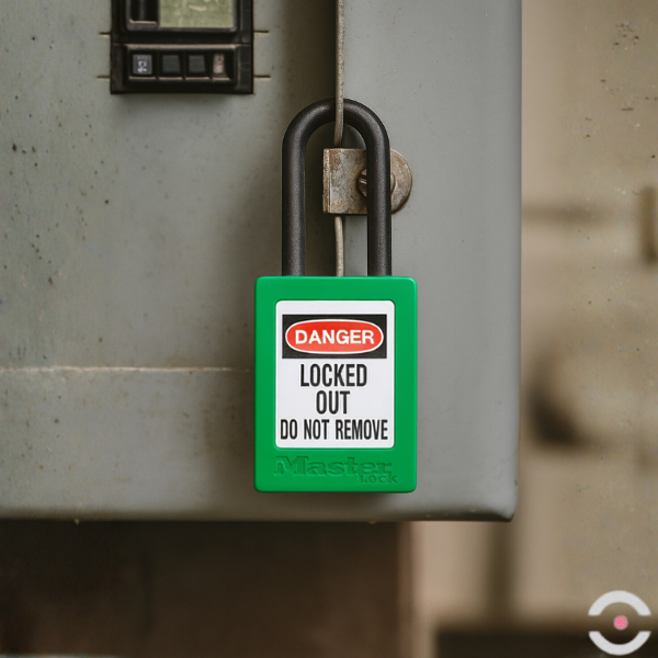 Kłódka bezpieczeństwa (Ex), korpus i kabłąk kompozytowy 4.76 mm, klucz KD, b/przytrzymania, zielona