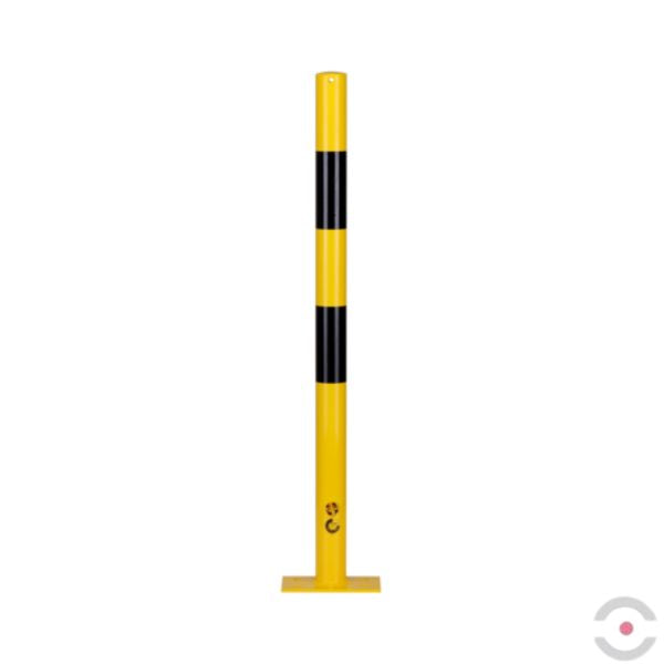 Słupek stalowy, okrągły, śr. 60 mm, do podłogi, niski, ocynkow. malow. żółty/czarny