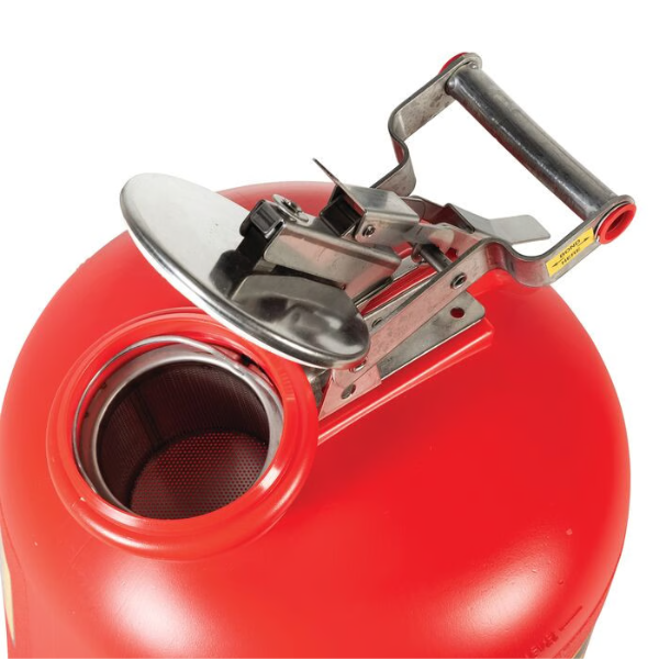 Pojemnik polietylenowy Justrite do usuwania zużytych płynów 19 l, osprzęt SN, czerwony