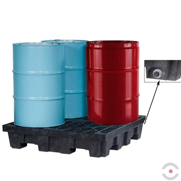 Wanna wychwytowa Justrite 276 l, beczka 4*200 l, kratownica, spust, czarny, MEDIUM