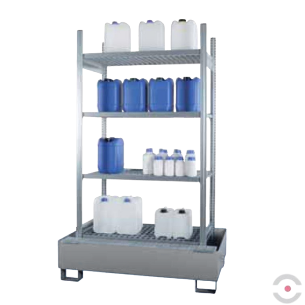 Regał półkowy Topserw, 4*półka (kratownica), 1*wanna galwan. 210 l, S*G*W 1060*635*2100 mm