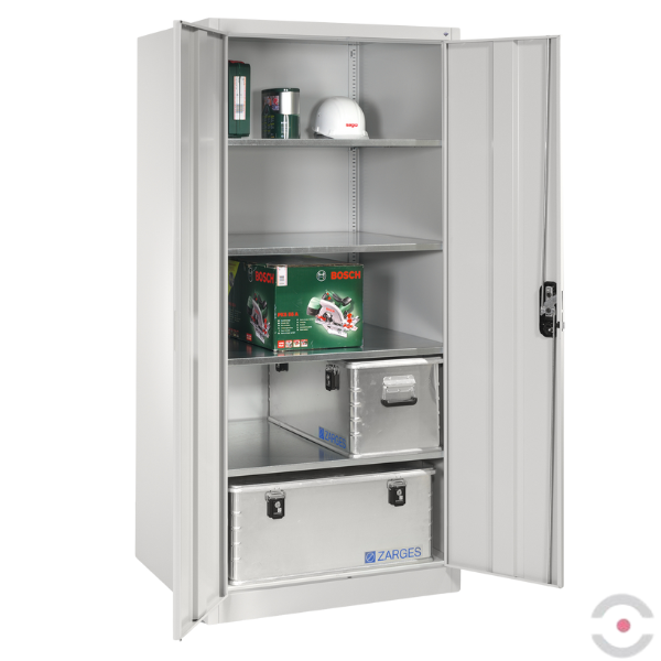 Szafa warsztatowa XXL, zwiększona głębokość, 4 półki, drzwi dwuskrzydłowe,W*S*G 1950*930*800 mm, szary