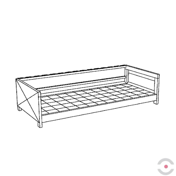 Regał półotwarty (WSC 1.30), 1*poziom skład. kratownica, 1*moduł, 10*200 l beczka, wanna 650 l