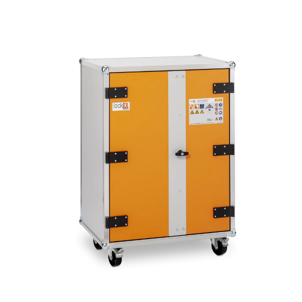 Szafa zabezpieczająca Topserw BATT M, składowanie baterii i akumulatorów, 3 półki, kółka, 8/10, (VDMA 24994)