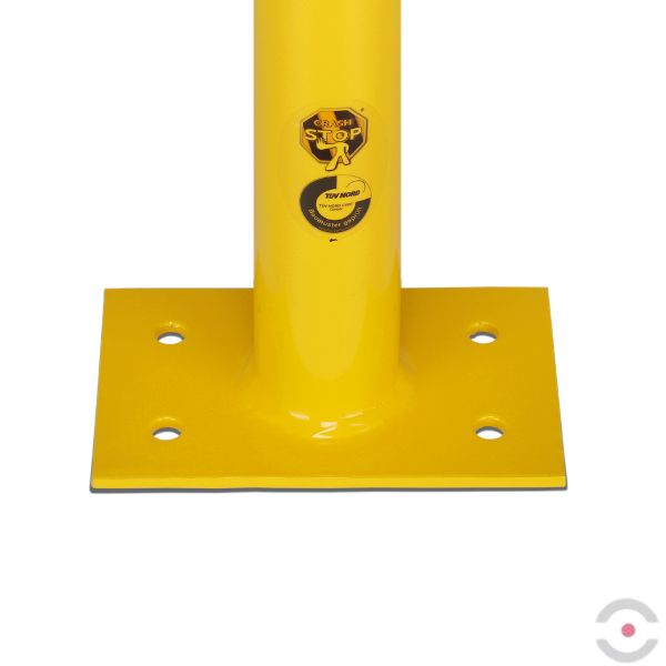 Słupek stalowy, okrągły, śr. 60 mm, do podłogi, niski, ocynkow. malow. żółty/czarny
