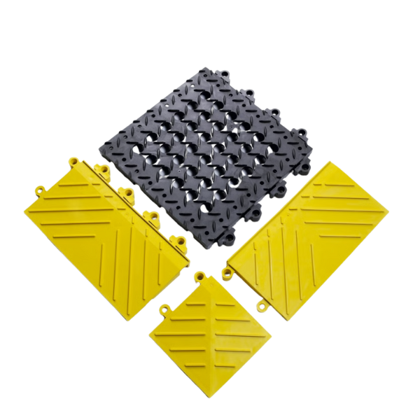 Mata ergonomiczna Notrax, 620 Diamond Flex Lok, modułowa, PVC, 107 cm x 152 cm, obszar zaolejony, czarny