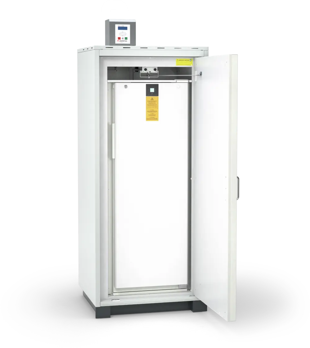 Szafa ognioodporna Topserw COOL-90 LL, 1 komora, 5 półek, drzwi CLA szare, 90 min