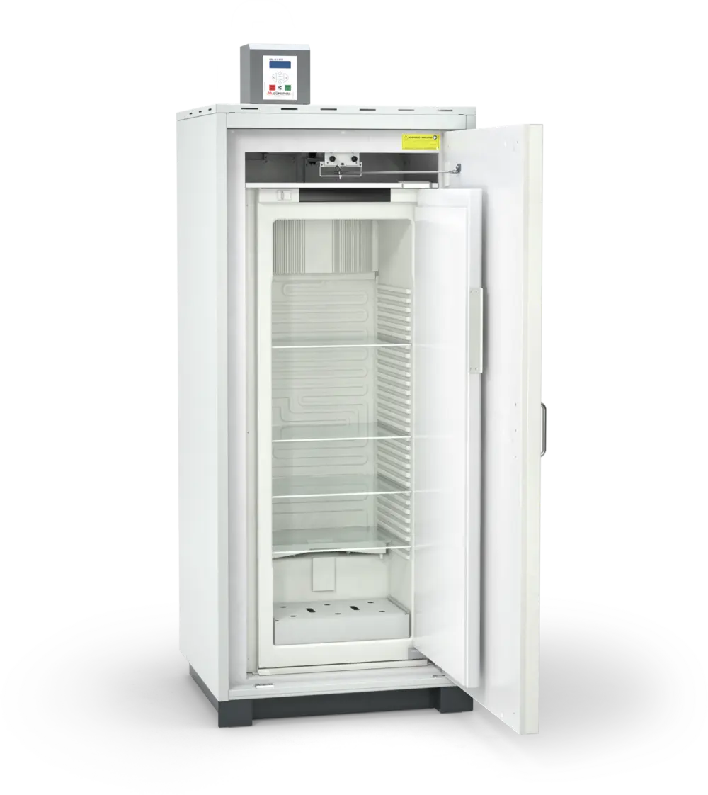 Szafa ognioodporna Topserw COOL-90 LL, 1 komora, 5 półek, drzwi CLA szare, 90 min