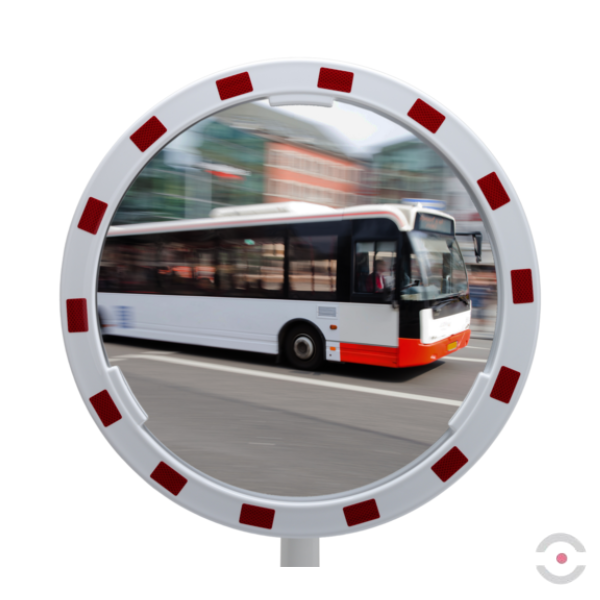 Lustro przemysłowe Dancop, Madrid, 60 cm, akryl, biało-czerwone