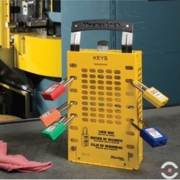 Skrzynka zabezpieczająca klucze kłódek bezpieczeństwa, przenośna/ścienna, żółta