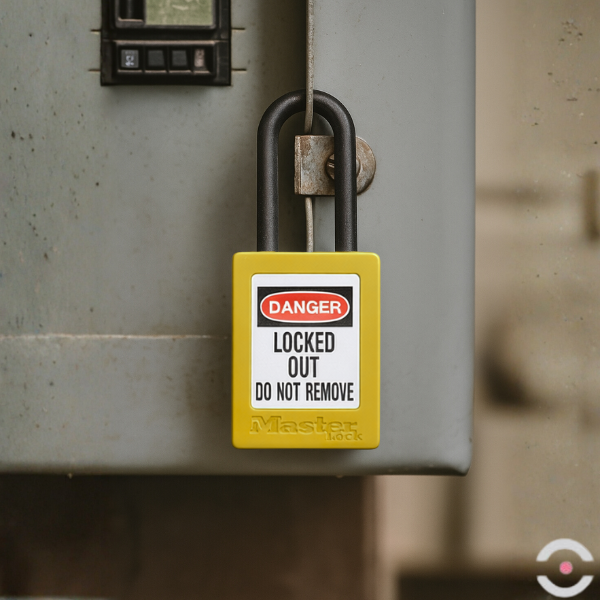 Kłódka bezpieczeństwa (Ex), korpus i kabłąk kompozytowy 4.76 mm, klucz KD, b/przytrzymania, żółta