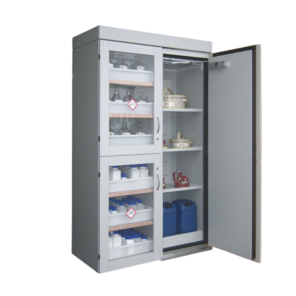 Szafa kombinowana Topserw COMBI-90 XL, 6 wanienek, 2 moduły, drzwi GL szare, LAB, 90 min