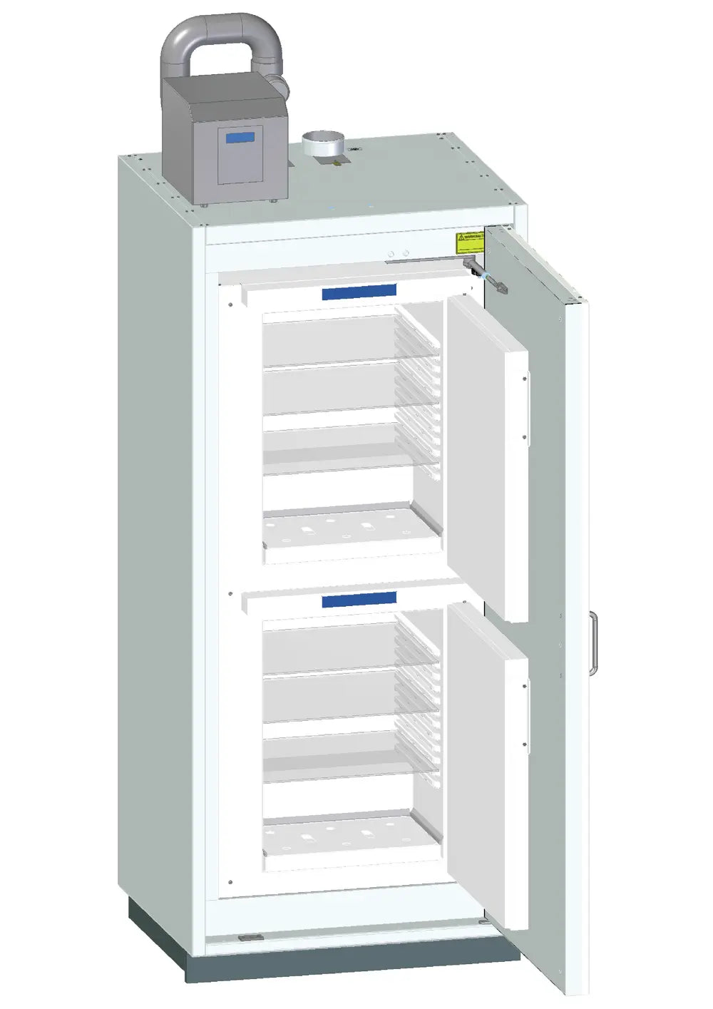 Szafa ognioodporna Topserw COOL-90 XL, 2 komory, 6 półek, wentylator, drzwi CLA szare, 90 min