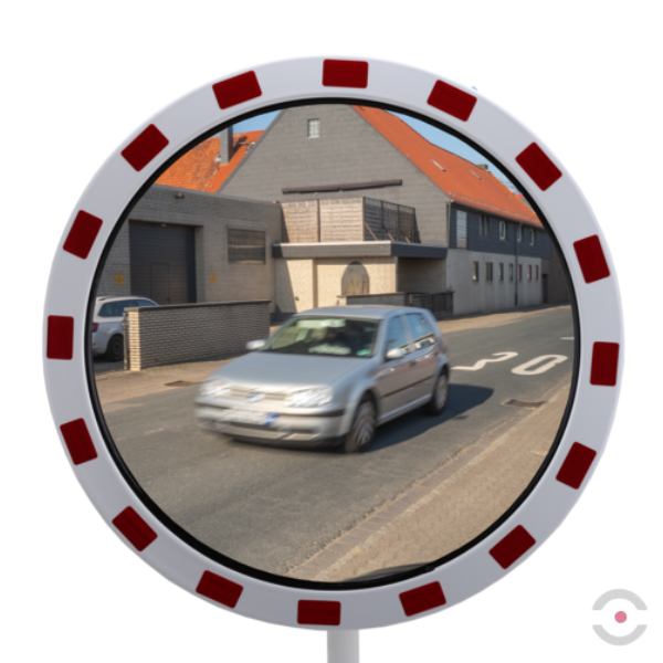 Lustro drogowe Dancop, Berlin, inox, 80 cm, biało-czerwone