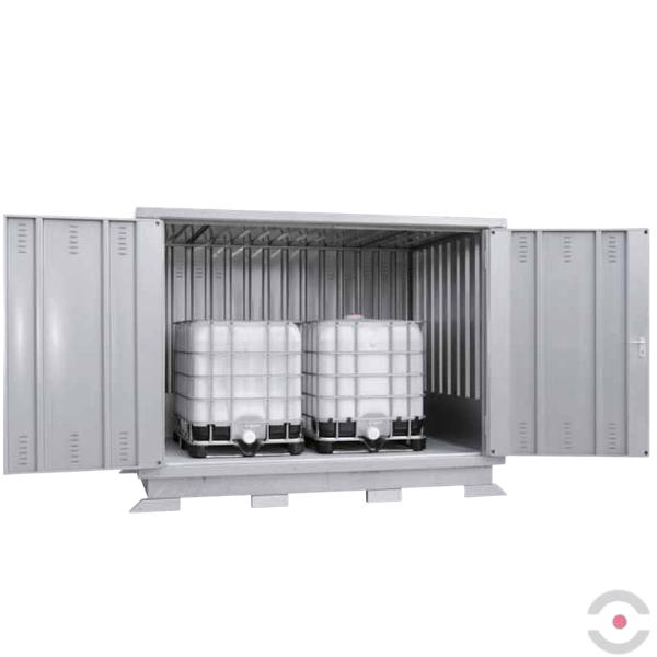 Magazyn chemiczny nieizolowany, Topserw, SLH 3*2, S*G*W 3075*2075*2385 mm, 1000 l (2*KTC/IBC), galwanizowany, jednomodułowy