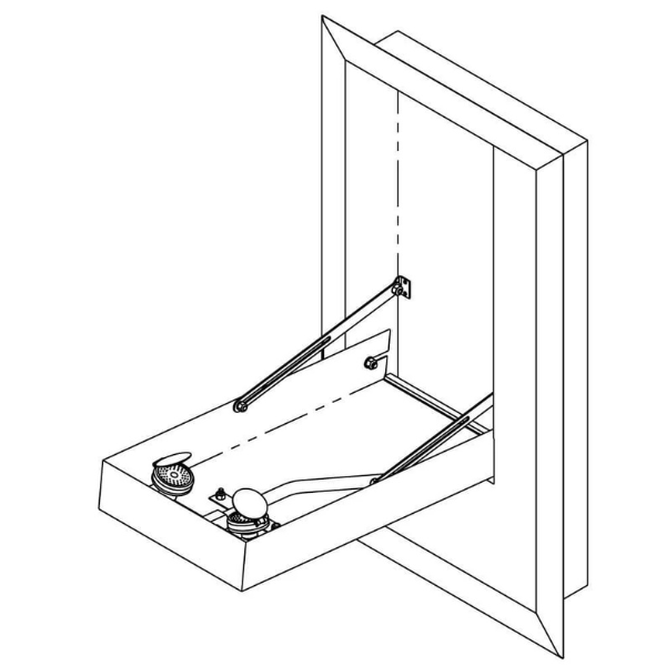 Oczomyjka Topserw, myjka do oczu i twarzy, montowana w szafce we wnęce ściennej, otwarta