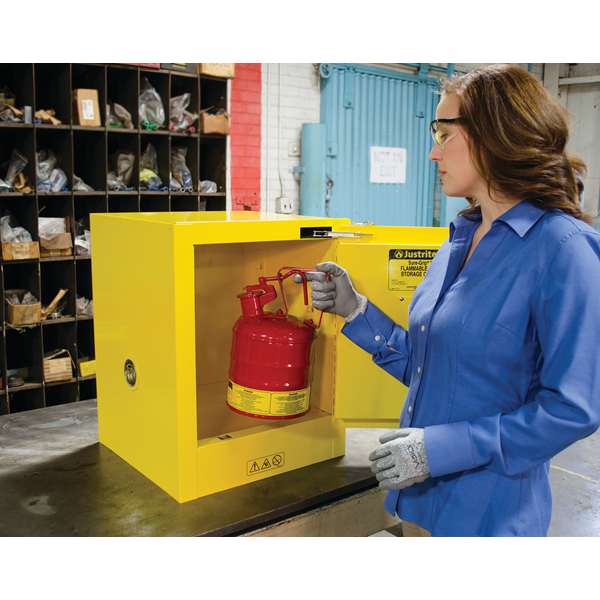 Szafa zabezpieczająca (palne) Justrite TABLE XS, 15 l, 1-drzwiowa MS, 1 półka, żółty