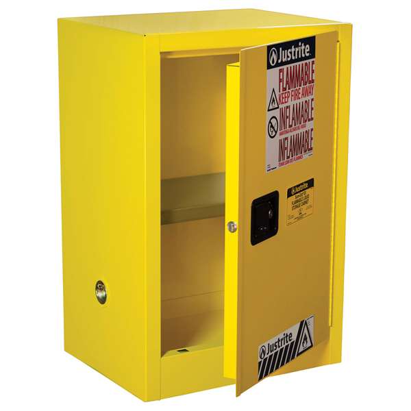 Szafa zabezpieczająca (palne) Justrite TABLE S, 57 l, 1-drzwiowa MS, 1 półka, żółty