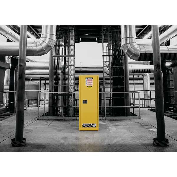 Szafa zabezpieczająca (palne) Justrite SLIM S, 83 l, 1-drzwiowa ZR, 3 półki, żółty