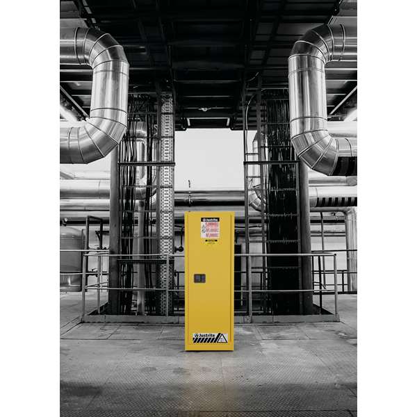 Szafa zabezpieczająca (palne) Justrite SLIM S, 83 l, 1-drzwiowa ZR, 3 półki, żółty