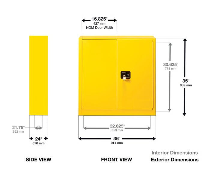 Szafa zabezpieczająca (palne) Justrite MODUS M, 114 l, 2-drzwiowa ZR, 1 półka, żółty