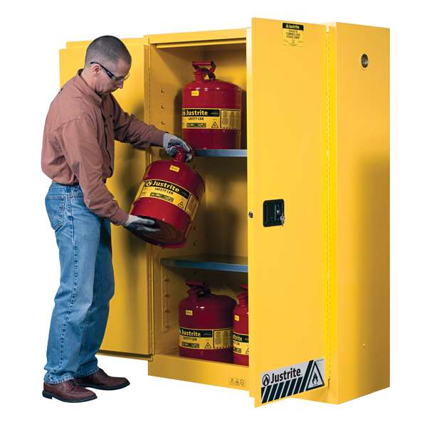 Szafa zabezpieczająca (palne) Justrite MODUS L, 170 l, 2-drzwiowa ZR, 2 półki, żółty