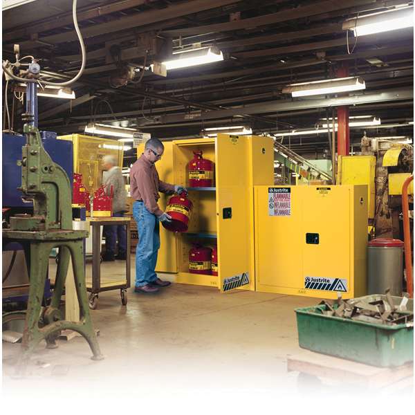 Szafa zabezpieczająca (palne) Justrite MODUS L, 170 l, 2-drzwiowa ZR, 2 półki, żółty