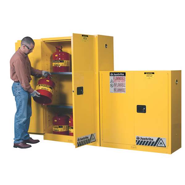 Szafa zabezpieczająca (palne) Justrite MODUS L, 170 l, 2-drzwiowa ZR, 2 półki, żółty