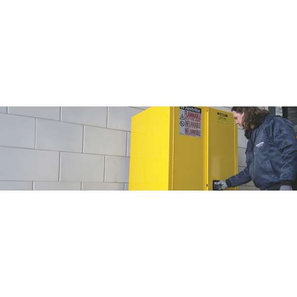 Szafa zabezpieczająca (palne) Justrite MODUS M, 227 l, 2-drzwiowa MS, 2 półki, żółty