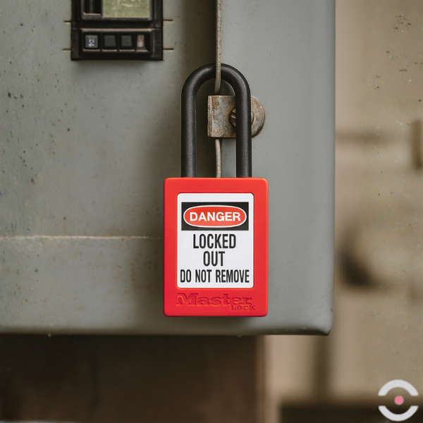 Kłódka bezpieczeństwa (Ex), korpus i kabłąk kompozytowy 4.76 mm, klucz KA, b/przytrzymania, czerwona