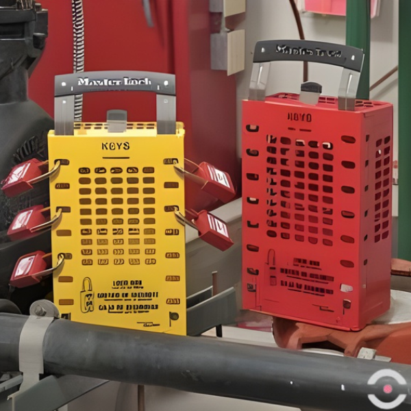 Skrzynka zabezpieczająca klucze kłódek bezpieczeństwa, przenośna/ścienna, czerwona