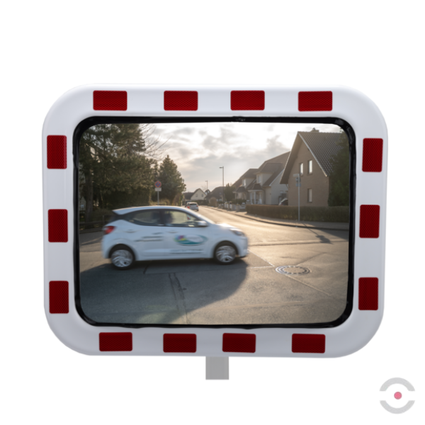 Lustro drogowe Dancop, Helsinki, inox, 40*60 cm, biało-czerwone, nieparujące