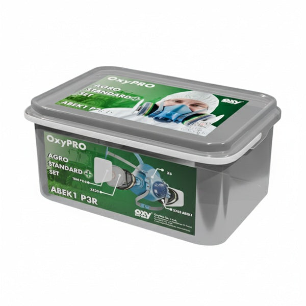 Zestaw ochronny OxyPro Agro Standard+ (półmaska M+pochłaniacz+filtry+nakładki), wiaderko