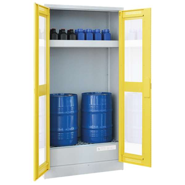 Szafa zabezpieczająca (beczki) Topserw DRUM L, 2*60 l, 1 półka, 2-drzwiowa, CLA-GL żółte, FASS 60