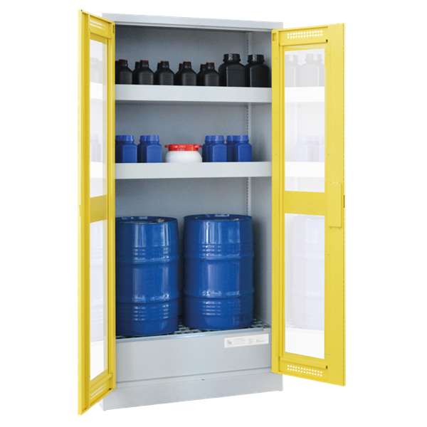 Szafa zabezpieczająca (beczki) Topserw DRUM L, 2*60 l, 1 półka, 2-drzwiowa, CLA-GL żółte, FASS 60