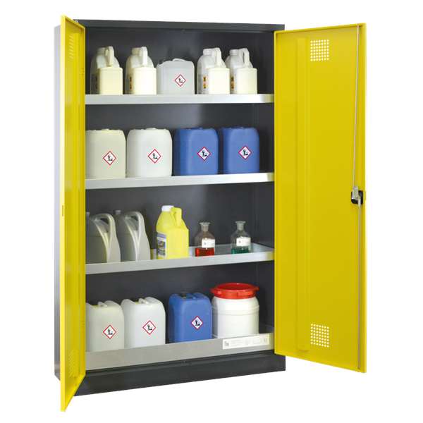 Szafa zabezpieczająca (trujące) Topserw MODUS XL Eco 1200, 2-drzwiowa, CLA żółte, 3 półki, CHS Eco