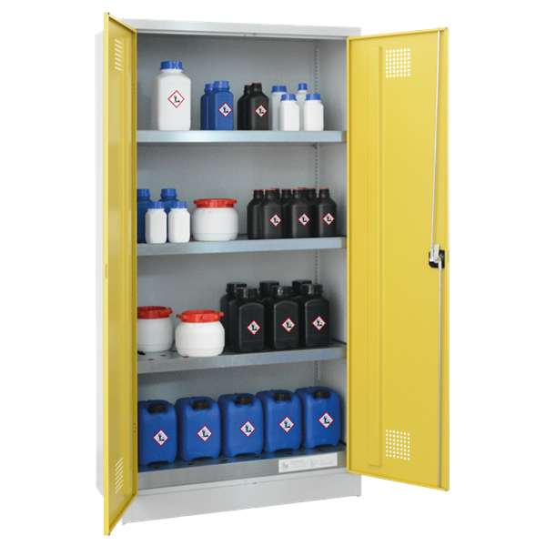 Szafa zabezpieczająca (trujące) Topserw MODUS L, 2-drzwiowa, CLA żółte, 3 półki, UWS