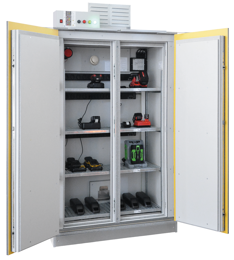 Szafa ognioodporna Topserw BATT-90 XL, ładowanie baterii, 4 półki, 40 gniazd, SAFE PRO GGA, 90 min